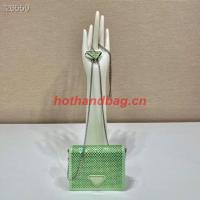 Prada Crystal studded card holder with shoulder strap 1MR024 green