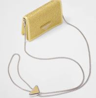 Prada Crystal studded card holder with shoulder strap 1MR024 yellow