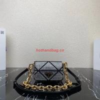 Prada Crystal studded satin pouch 1HD339 black