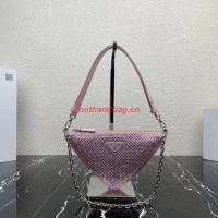 Prada Crystal studded satin pouch 1NQ044 pink