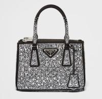 Prada Galleria satin mini bag with crystals 1BA906 black