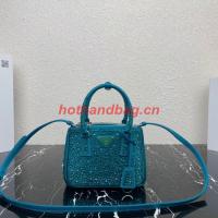 Prada Galleria satin mini bag with crystals 1BA906 blue