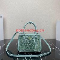 Prada Galleria satin mini bag with crystals 1BA906 green