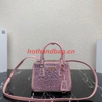 Prada Galleria satin mini bag with crystals 1BA906 pink