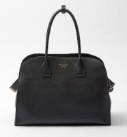 Prada Large leather tote bag with buckles 1BG508 black