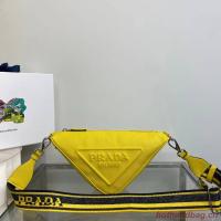 Prada Leather Triangle shoulder bag 2EV055 yellow