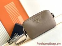 Prada Leather bag with shoulder strap 1DB820 gray