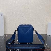 Prada Leather bag with shoulder strap 2BQ354 blue