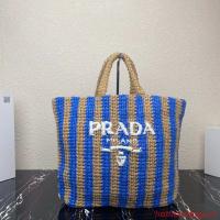 Prada Raffia tote bag 1NE229 blue