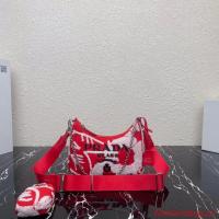 Prada Re Edition 2006 embroidered drill shoulder bag 1BH204 red