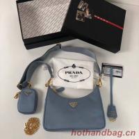 Prada Re Edition nylon shoulder bag 1BH204 light blue