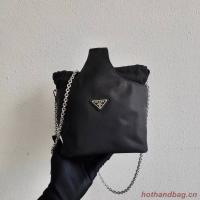 Prada Re Nylon and Saffiano leather shoulder bag 1AG036 black