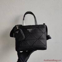 Prada Re Nylon and Saffiano leather shoulder bag 1AG380 black