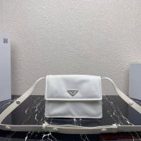 Prada Re Nylon and nappa leather shoulder bag 1BM313 white