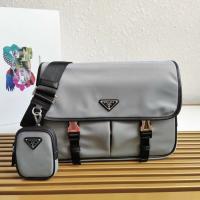 Prada Re Nylon and Saffiano leather shoulder bag 2XD770 gray