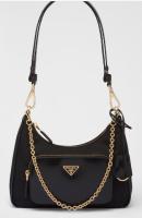 Prada Re Nylon and brushed leather mini bag 1BC198 black