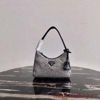 Prada Satin mini bag with artificial crystals 1BE515Z black