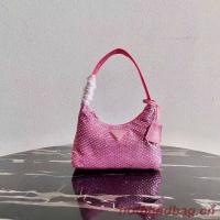 Prada Satin mini bag with artificial crystals 1BE515Z pink