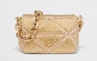 Prada Satin mini bag with crystals 1BD329 Platinum