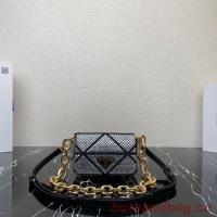 Prada Satin mini bag with crystals 1BD329 black