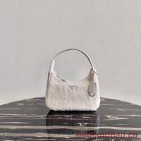 Prada Shearling tote mini bag 1NE515 white