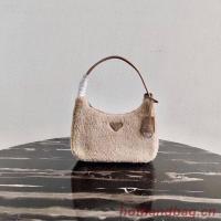 Prada Shearling tote mini bag 1NE515 Biscuits