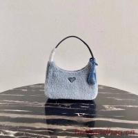 Prada Shearling tote mini bag 1NE515 light blue