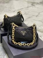 Prada leather shoulder bag 1BH117 black