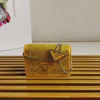 Prada leather small bag with artificial crystals shoulder bag 1NE124 GOLD