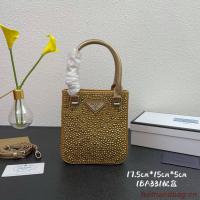Prada leather small bag with artificial crystals tote 1BC331 Gold