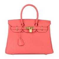 Hermes Birkin 30CM Tote Bag Light Red Original Leather H30 Gold