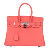 Hermes Birkin 30CM Tote Bag Light Red Original Leather H30 Silver