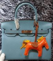 Hermes Birkin 30CM Tote Bags Litchi Leather H30LI Skyblue