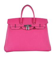 Hermes Birkin 35CM Tote Bag Rosy Grainy Leather Silver