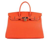 Hermes Birkin 35CM Tote Bags Orange Grainy Leather H 35 Gold