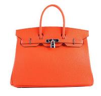 Hermes Birkin 35CM Tote Bags Orange Grainy Leather H 35 Silver