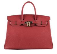 Hermes Birkin 35CM Tote Bags Red Grainy Leather H 35 Gold