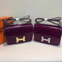 Hermes Constance Bag Croco Leather H9978C Purple