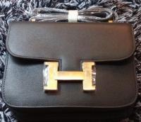 Hermes Constance Bag Litchi Leather H9998 Black