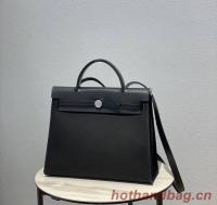 Hermes Herbag 31CM Original Canvas Leather & Calfskin 48887 black