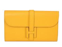 Hermes Jige Clutch Bag Calfskin Leather HQ864 Yellow