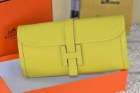 Hermes Jige Clutch Bag Calfskin Leather Lemon