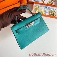 Hermes Kelly 19cm Shoulder Bags Epsom Leather KL19 Silver hardware Lake blue