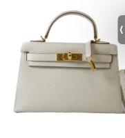 Hermes Kelly 19cm Shoulder Bags Original Swift Leather KL19 White Gold Tone