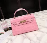 Hermes Kelly 19cm Tote Bag crocodile Leather KL19 pink