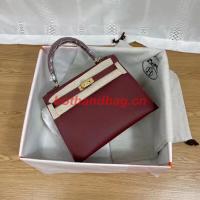 Hermes Kelly 25cm Shoulder Bags Epsom KL2755 Burgundy&gold Tone Metal