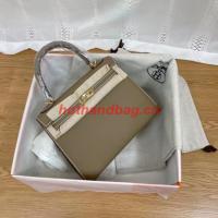Hermes Kelly 25cm Shoulder Bags Epsom KL2755 Elephant Grey&gold Tone Metal