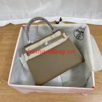 Hermes Kelly 25cm Shoulder Bags Epsom KL2755 Elephant Grey&silver Tone Metal
