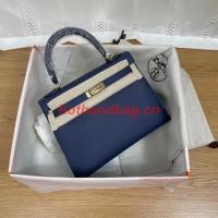 Hermes Kelly 25cm Shoulder Bags Epsom KL2755 Royal blue&gold Tone Metal