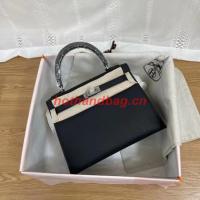 Hermes Kelly 25cm Shoulder Bags Epsom KL2755 black&silver Tone Metal